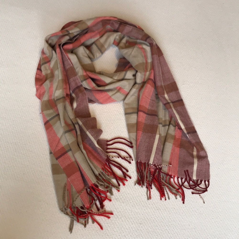 GAP Plaid Red, Brown, Beige Scarf Wrap